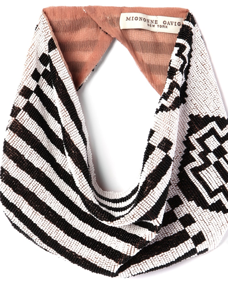 Front of a size one-size-fits-all Aztec Le Charlot Black White in Black White by Mignonne Gavigan. | dia_product_style_image_id:312157